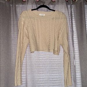 Cable Knit Cropped Crewneck Sweater